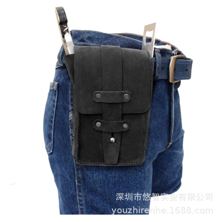 复古牛皮革调酒师开瓶器皮套酒保随身便携工具腰包起子挂腰收纳包