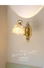 新款轻奢花朵光影壁灯法式复古全铜卧室床头灯玫瑰花中古批发灯具