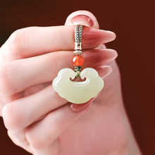 天然和田玉长命锁吊坠玉坠男女款高端平安如意锁玉石玉佩项链挂