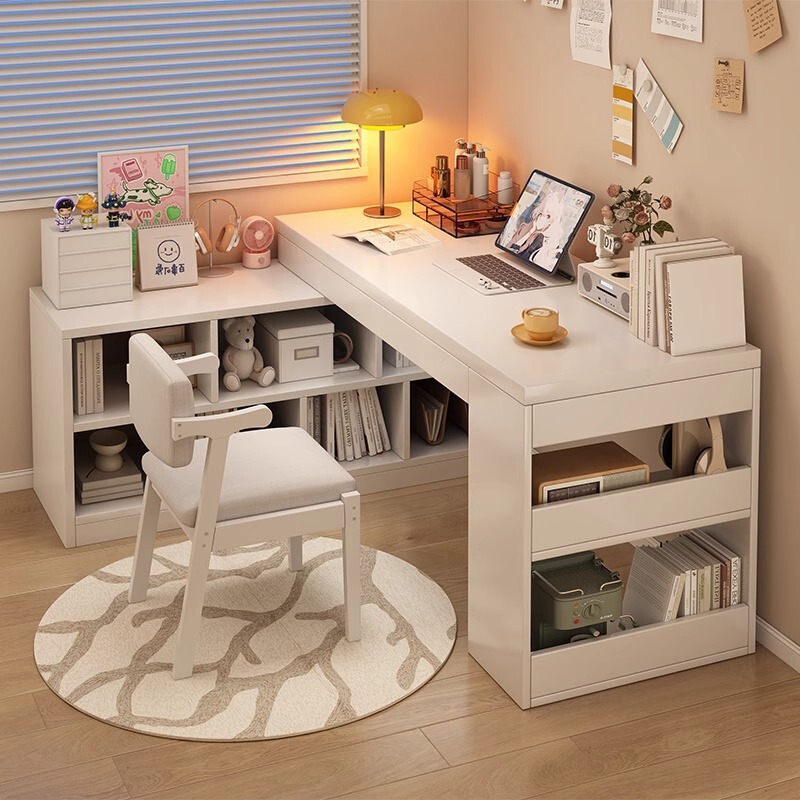 Desk Bookshelf Integrated Table Corner Desk Student Home Corner Writing Desk L-Shaped Desk Bedroom Computer Desk