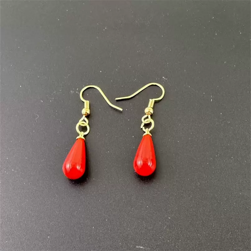 新中式复古红色水滴吊坠新品耳环新娘婚礼耳饰影楼写真拍照饰品