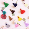 Small cute earrings with tassels handmade, accessory, 1.5cm