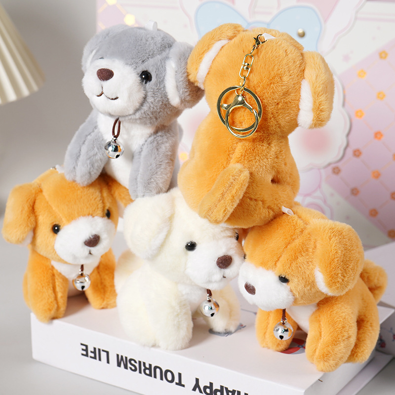 Internet celebrity cute bell puppy pendant plush toy doll cartoon bag pendant keychain rag doll doll