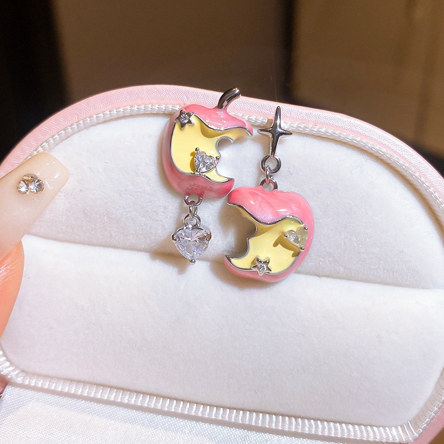 Aguja de plata Corea del Sur diamante Opal flor pendientes diseño fresco Rosa pendientes moda pendientes dulces al por mayor