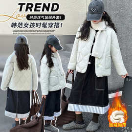 女童中大童2025秋冬韩版0086绗线夹棉毛线围脖外套