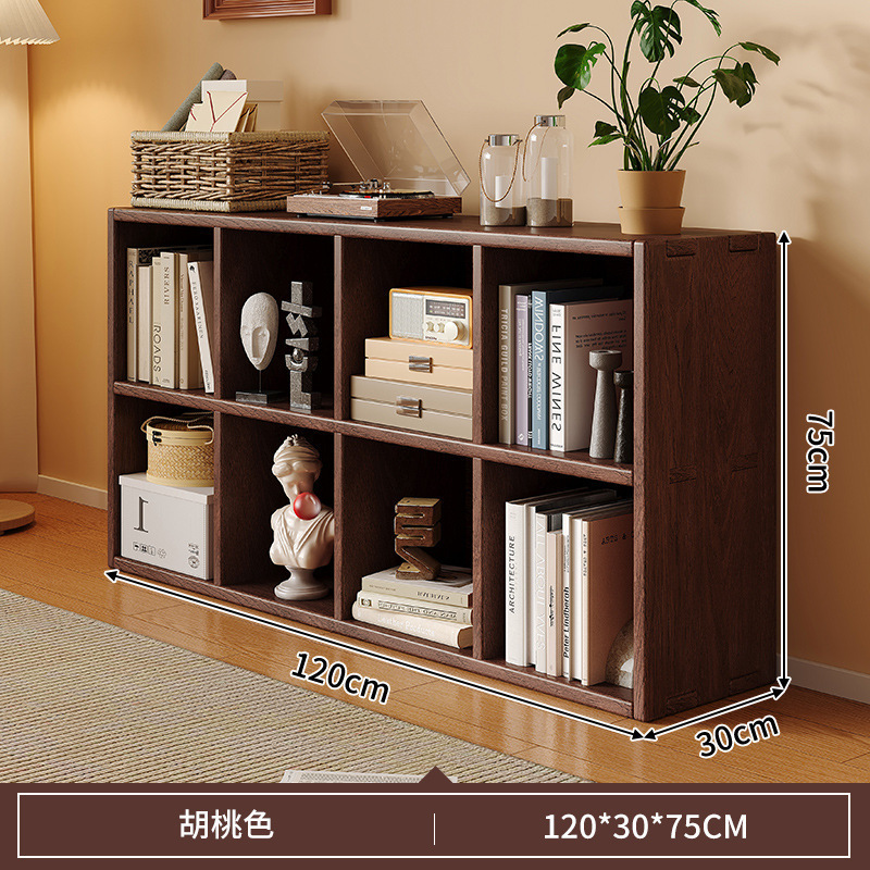 Gabinete bajo de madera sólida, gabinete de cuadrillas de color nuez, gabinete bajo de sala de estar doméstica, estante de almacenamiento contra la pared