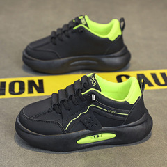 Boys' Lightweight Slip-Resistant Running Shoes 2023 Autumn New Children and Teenager Leather Surface Casual Shoes