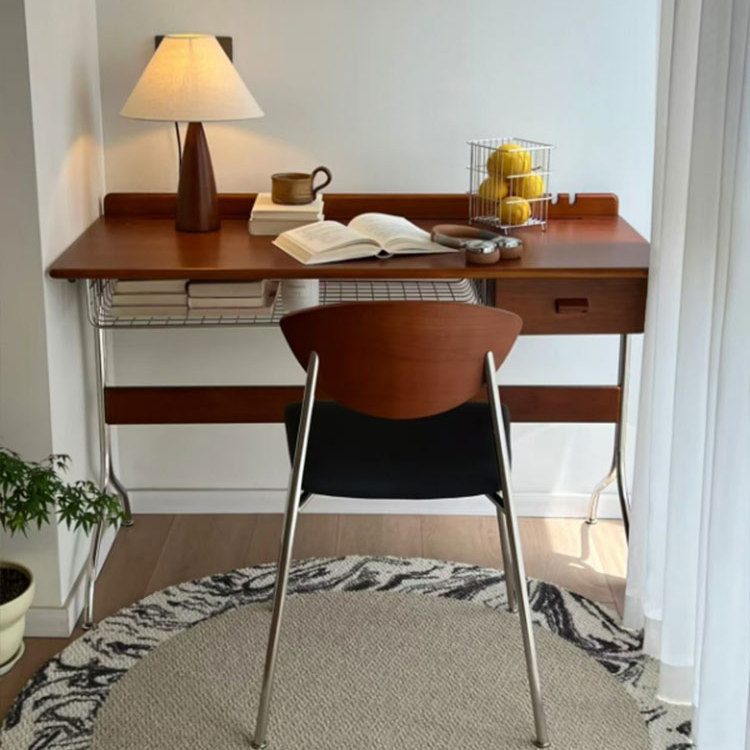 Solid Wood Desk, Retro, Small-Sized, Light Luxury, Home Study Desk, Simple Japanese-Style Computer Desk, Office Study Desk