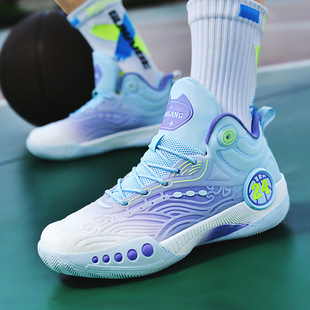 Youth Basketball Shoes Personalized Trendy Shoes High-top Foot Protection Wear-resistant Non-slip Lace-up Lightweight Shock-absorbing Men's sneaker