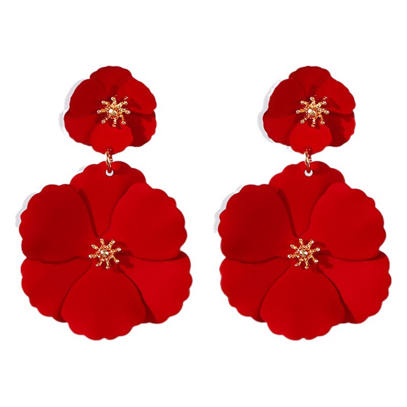 Pendientes de flores de color europeos y americanos, moda creativa para mujer, pintura retro con spray, pendientes de flores multicolor para studs, opcional image 1