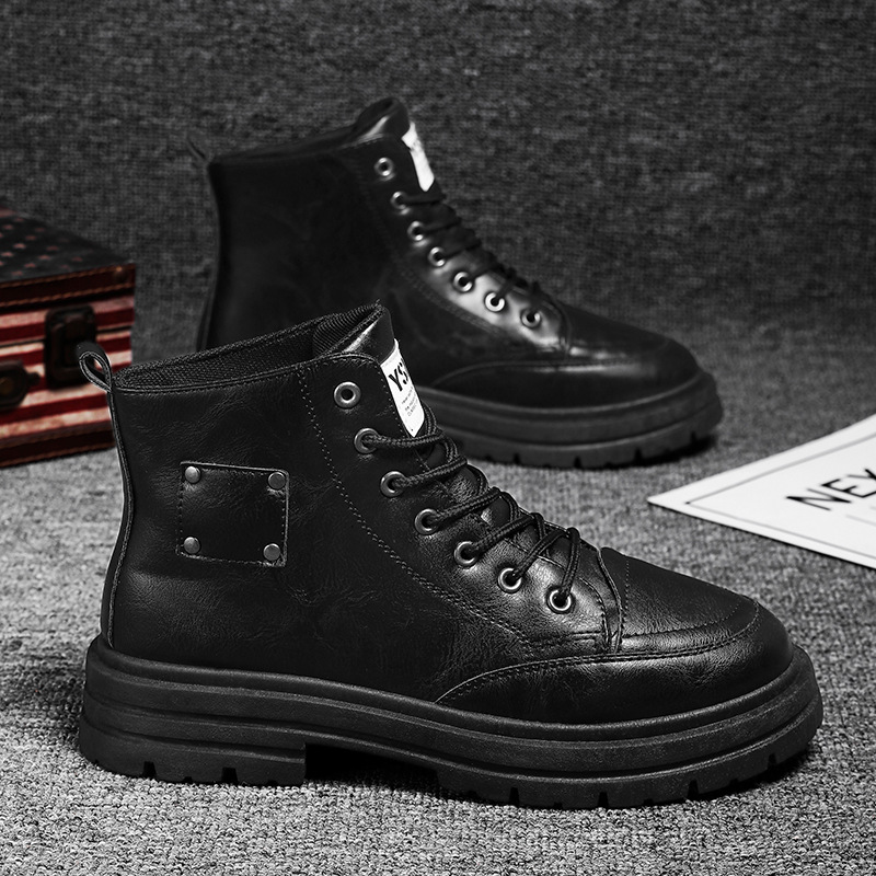 Martin boots otoño para hombre nuevo estilo alto retro estilo británico montañismo botas de herramientas botas cortas de moda para hombre suela gruesa todo fósforo