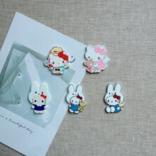 亚克力Kitty猫咪系列像素风米菲兔头套diy发夹发饰冰箱贴材料配件