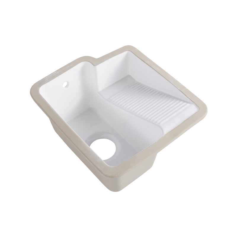 Lavabo de cerámica bajo encimera con tabla de lavar, lavabo de lavandería, balcón, lavabo integrado, lavabo integrado de cerámica