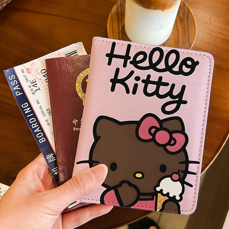 Cute and Fresh-Style Cat Passport Holder, Document Case, Protective Cover, Multifunctional Card Holder, Portable Storage for Overseas Travel