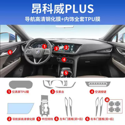 Car interior film – interior decoration modification accessories - 20-23-envision-plus-full-set-tpu-film-navigation-hd-tempered-film-includes-door-bowl-film