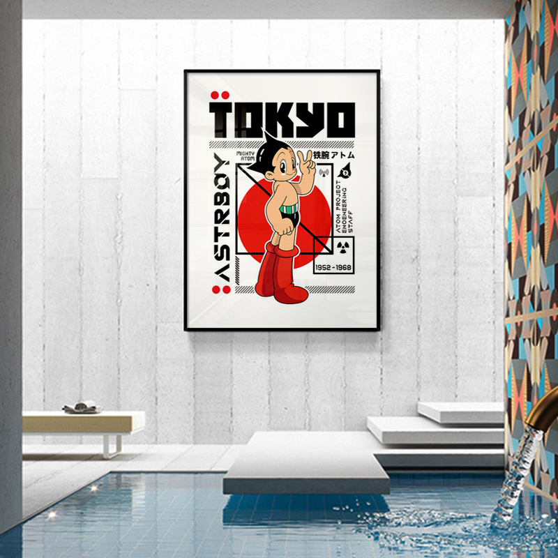 小紅書アトム装飾画寝室机児童室掛け画直播間ネット赤ミルクティー店装飾画