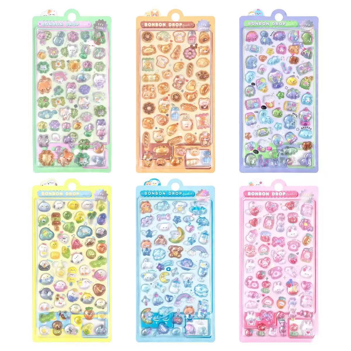 Pegatinas de cristal con relieve 3D de estilo de dibujos animados japoneses, con forma de diamante y gema acrílica, para decoración de niños y niñas