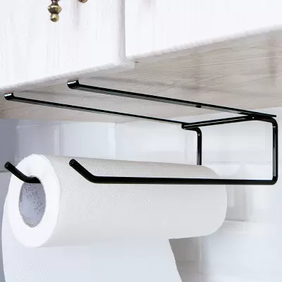 创意免打孔简约铁艺圆条纸巾收纳架厨房卷纸架橱柜隔板层收纳架