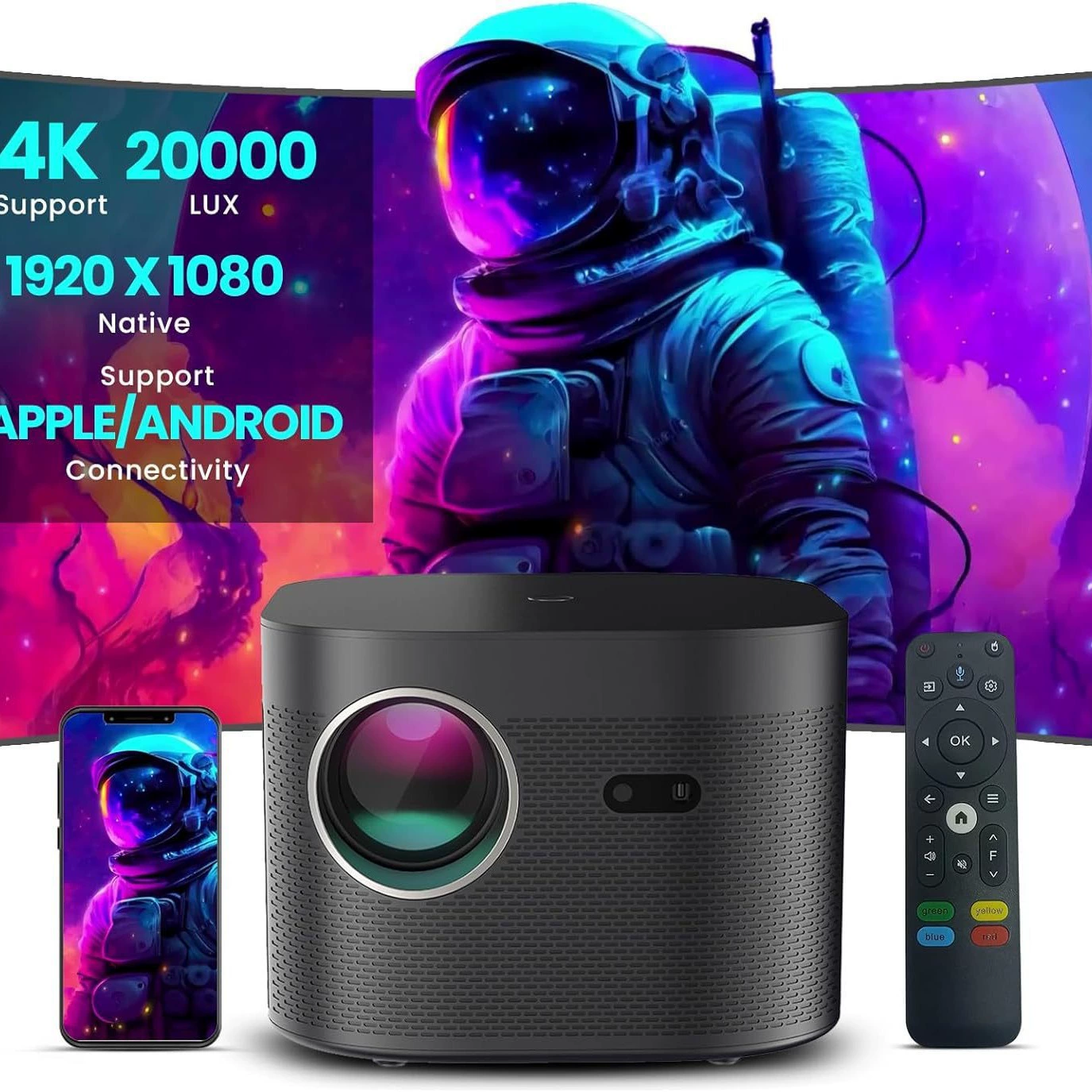 Кросс-граница взрыв 1080p HD умный проектор F18 для дома, спальни, гостиной, мобильный телефон, проектор с системой Android