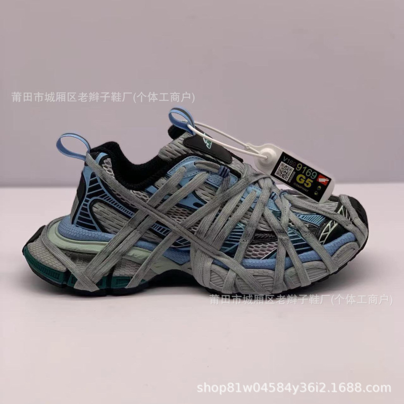 ブランドスポーツシューズパリ3XLスパイダーストラップダメージ加工スポーツシューズ純オリジナル厚底シューズ|undefined