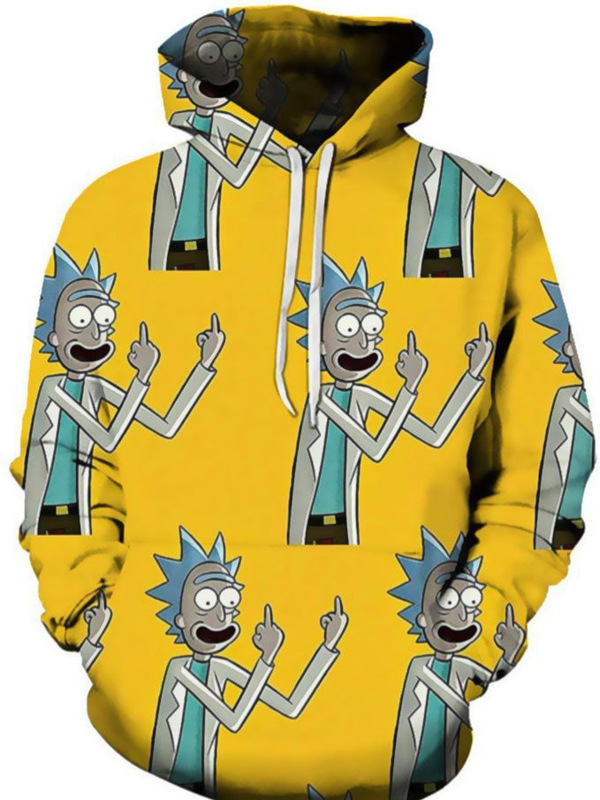 Cross-Border Hot Selling American Comic Printed Long-Sleeved Hoodie 3D Digital Printing Rick and Morty Printed Casual Sweatshirt for Men