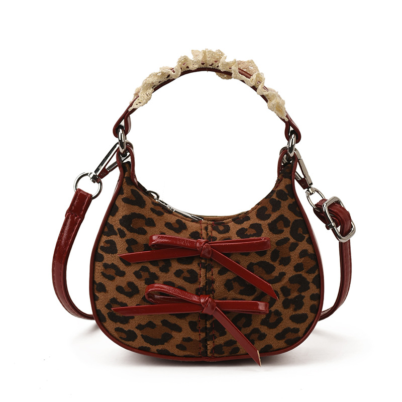 Moda coreana de leopardo, bolsos de hombro para niños y niñas, lindos bolsos de mano para bebés con arco, nuevos bolsos de niños a cuadros.
