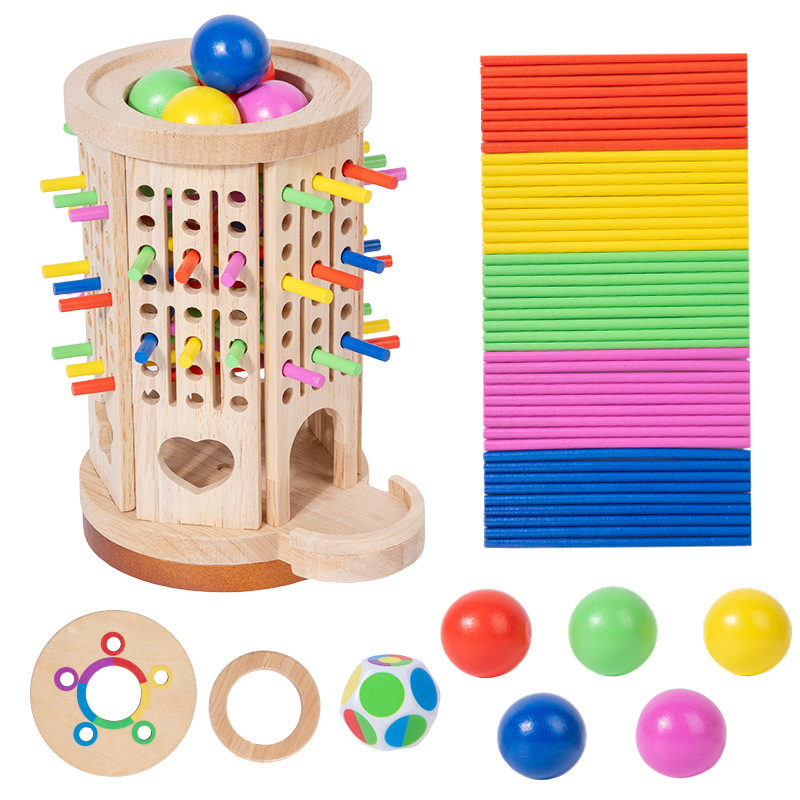 Juguetes educativos Montessori para la primera infancia, juego de tirar de palitos de madera, juego educativo interactivo entre padres e hijos, juguetes para bebés de jardín de infantes
