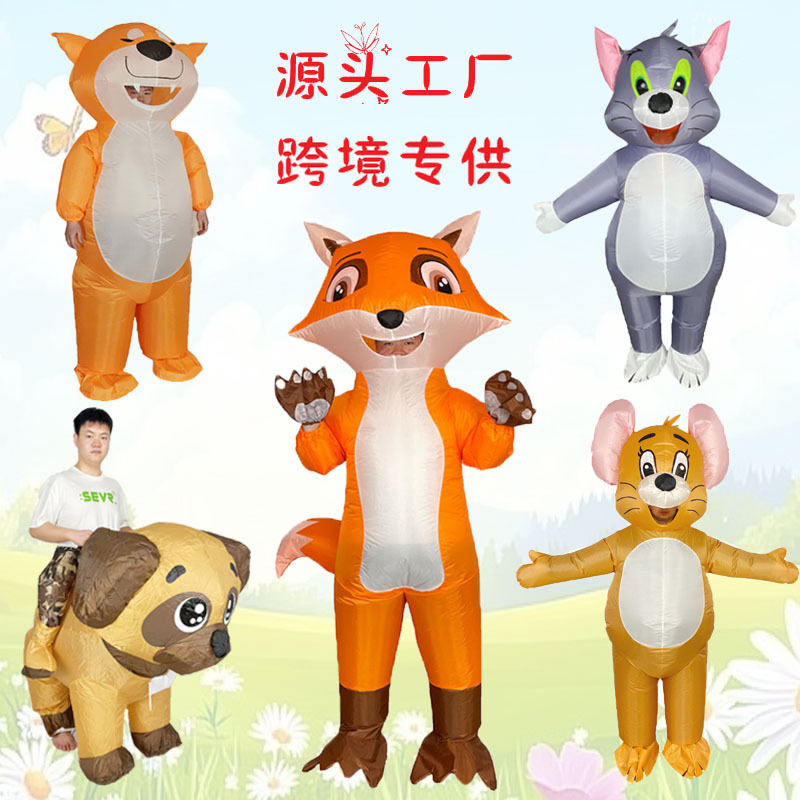 Festival transfronterizo estilo caliente zorro ratón muñeca de dibujos animados accesorios de actividades para padres e hijos actuación infantil ropa inflable