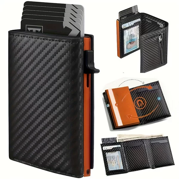 Fashionable Pop-Up Wallet Aluminum Credit Card Holder Rfid Blocking Metal Bank Card Case Coin Pocket B04