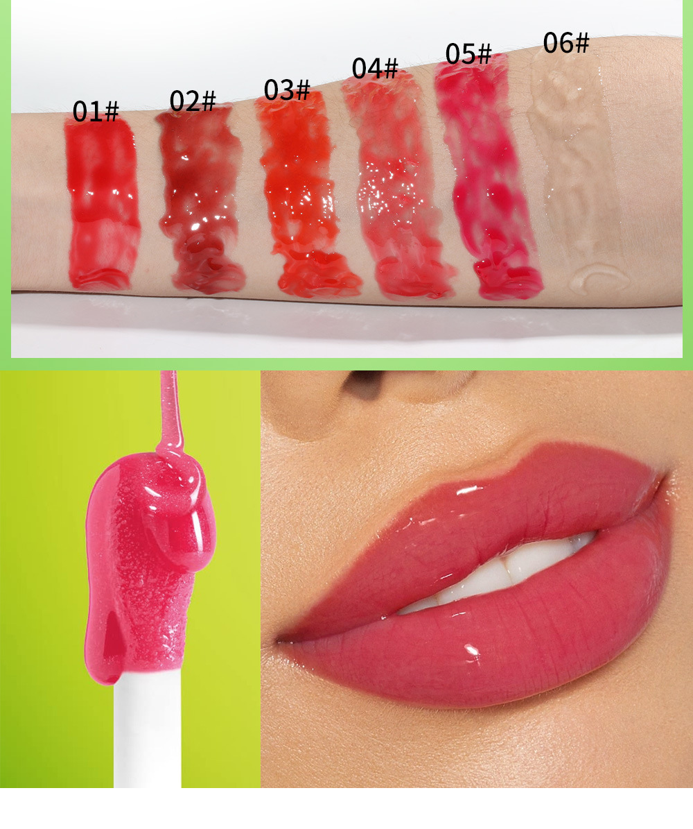 Wunderschönes Make-up, langanhaltende Feuchtigkeit, transparentes Wasserglanzöl, feuchtigkeitsspendende und fruchtige Lippen, spiegelförmig_voghion.com