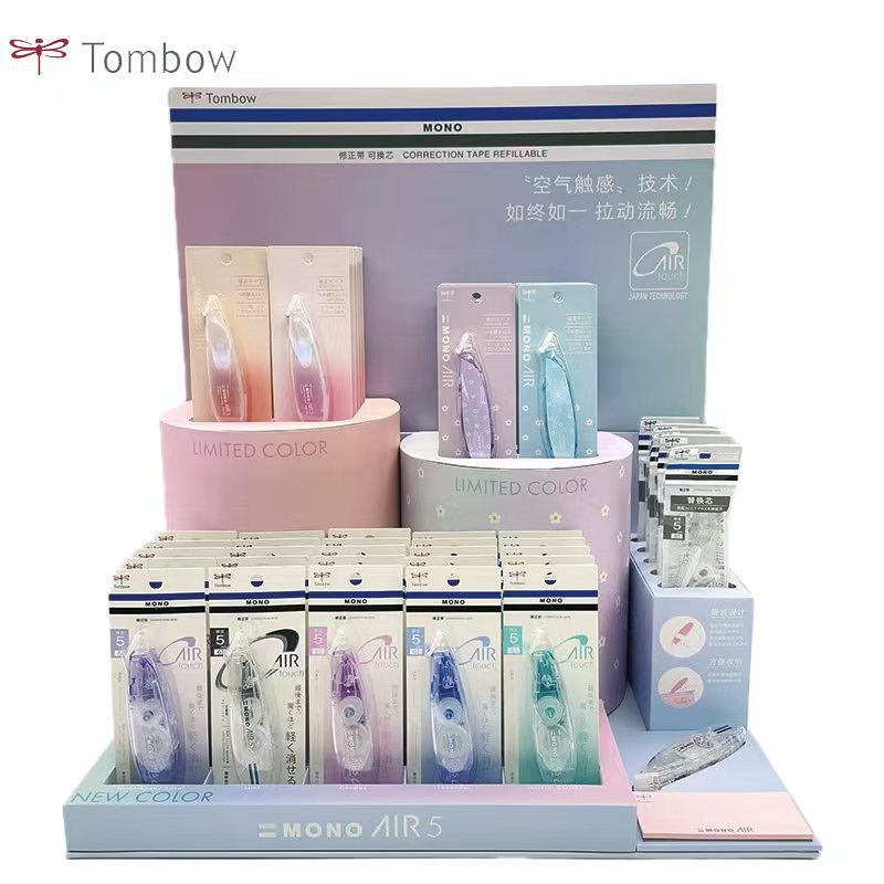 日本TOMBOW蜻蜓MONO新色PAX5便捷式静音可替芯透明修正带展架装