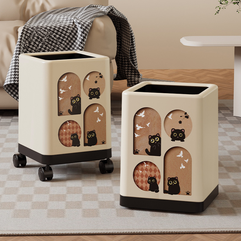 Trash Can Home 2024 New Style Living Room High Color Value Removable Toilet Toilet Bedroom Living Room Wheeled Trash Basket