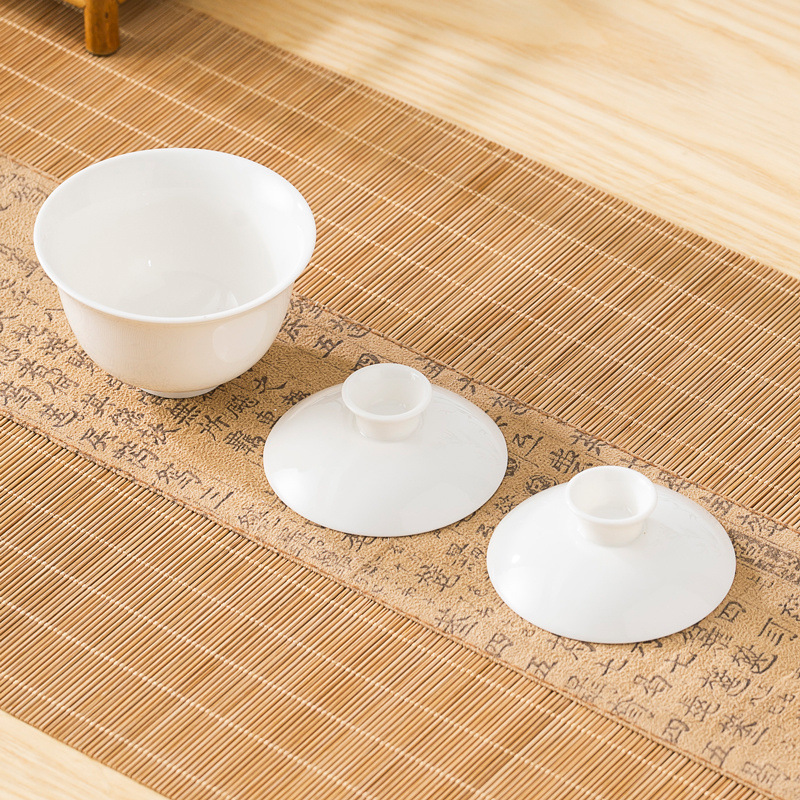 Cuenco de cubierta de porcelana de hueso, grasa de cordero, juego completo de té Chaoshanfu, simple ceremonia de té casera, tetera de té image 23