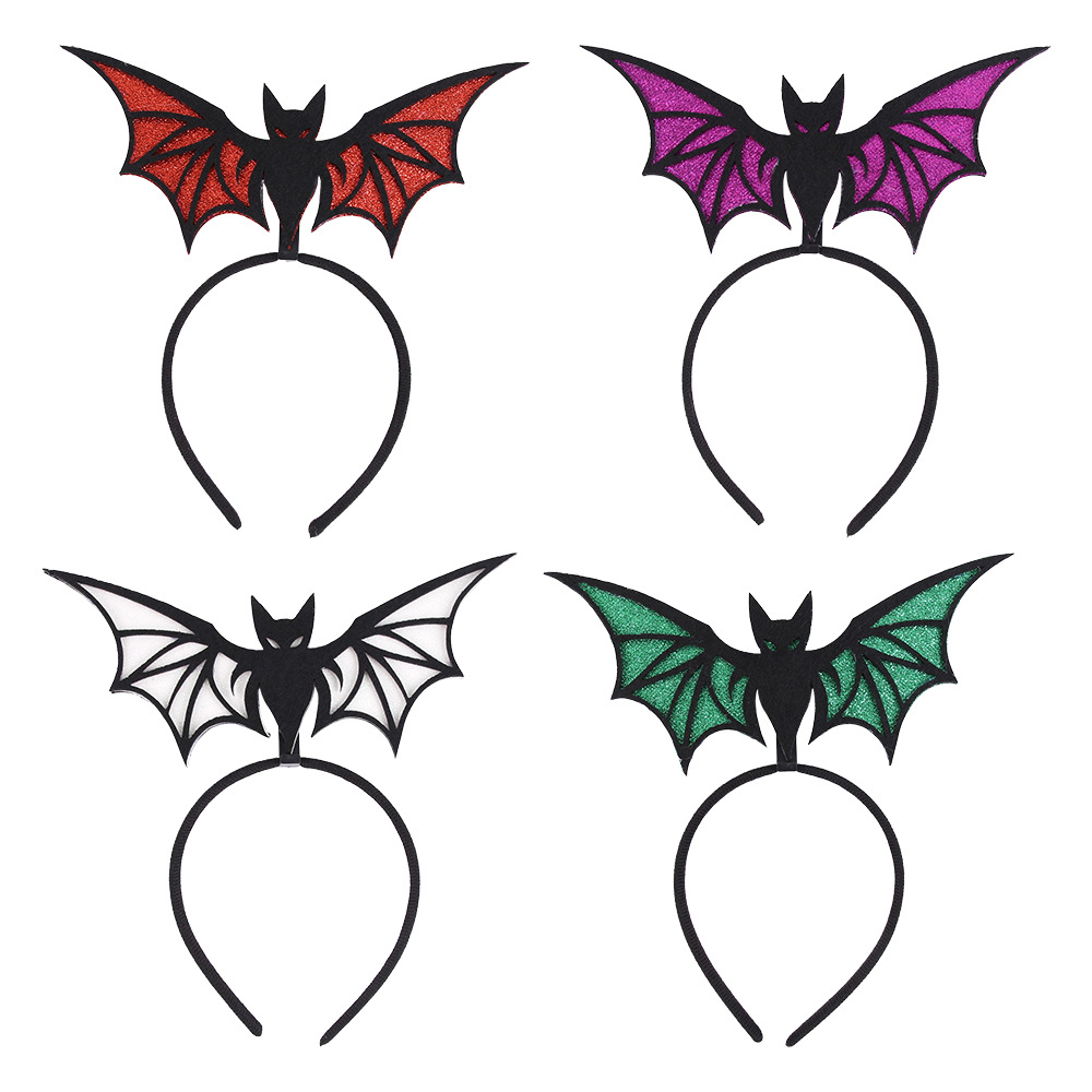 Amazon Halloween murciélago personalidad extraña ala polvo brillante cabeza bandero fantasma fiesta de maquillaje decoración perno de cabeza