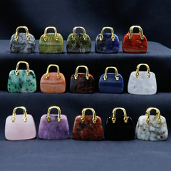 天然水晶石頭迷你手提包包粉晶diy吊墜ins風粉晶裝飾創意跨境批發