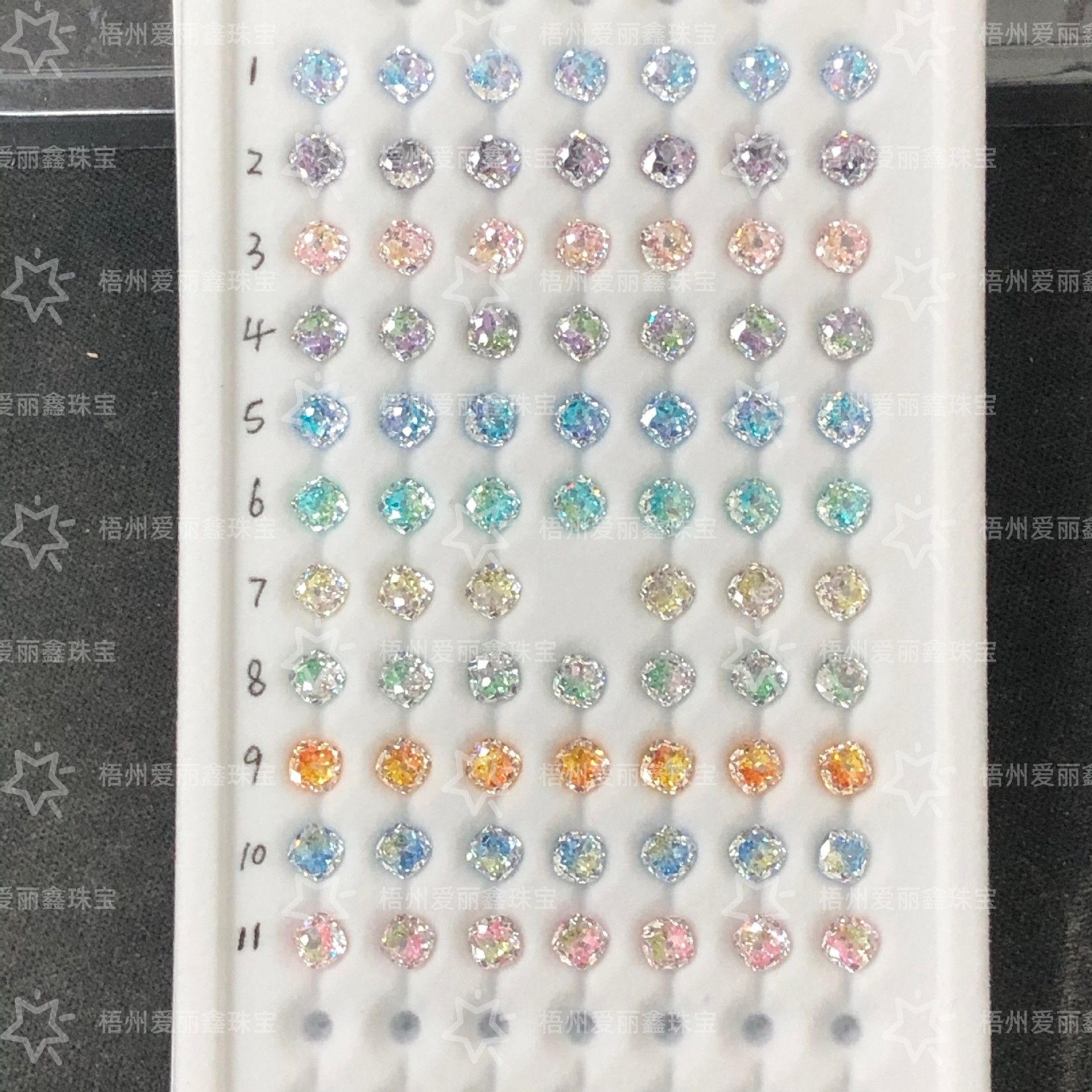 4x4 gradient color, zirconia for bouquets, earrings, press-on nails, loose diamonds, loose stones
