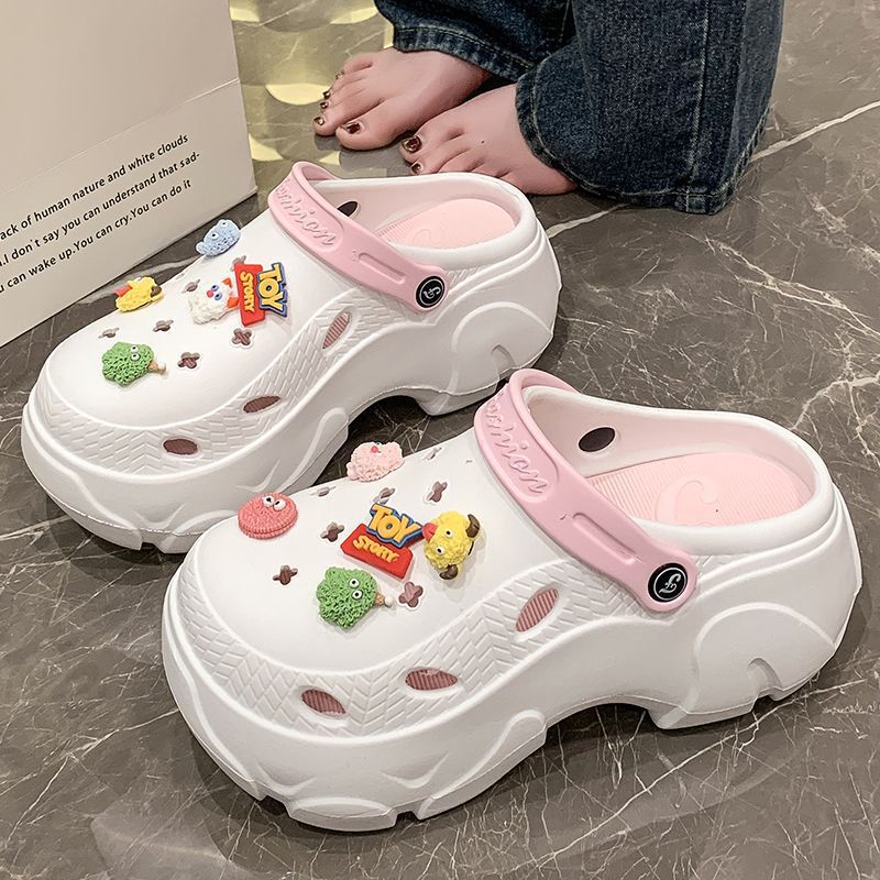 Hole Shoes Women's Summer Thick Sole Outer Wear 2025 New Beach Internet Celebrous Slip-on Feeling Non-slip Baotou Sandals Women