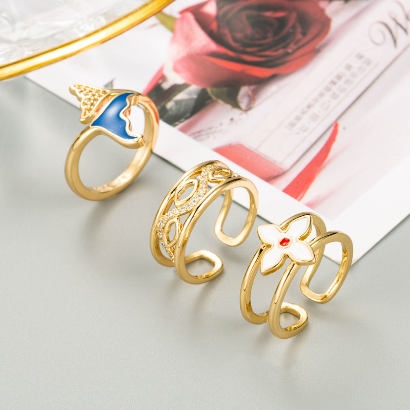 Fashion Multilayer Fishtail Flower Dripping Ring Wholesale display picture 2