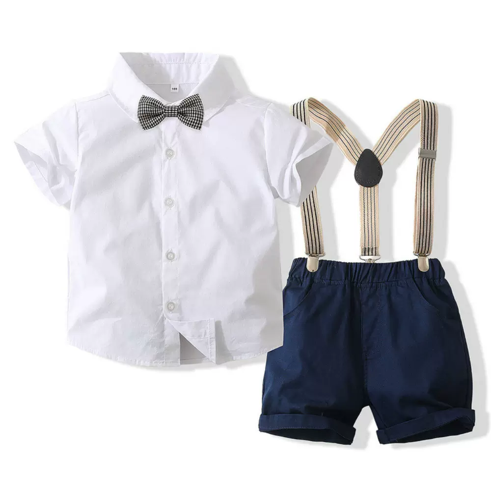 男童绅士小西装夏季英伦风潮童毕业礼服宝宝周岁演出服背带裤套装