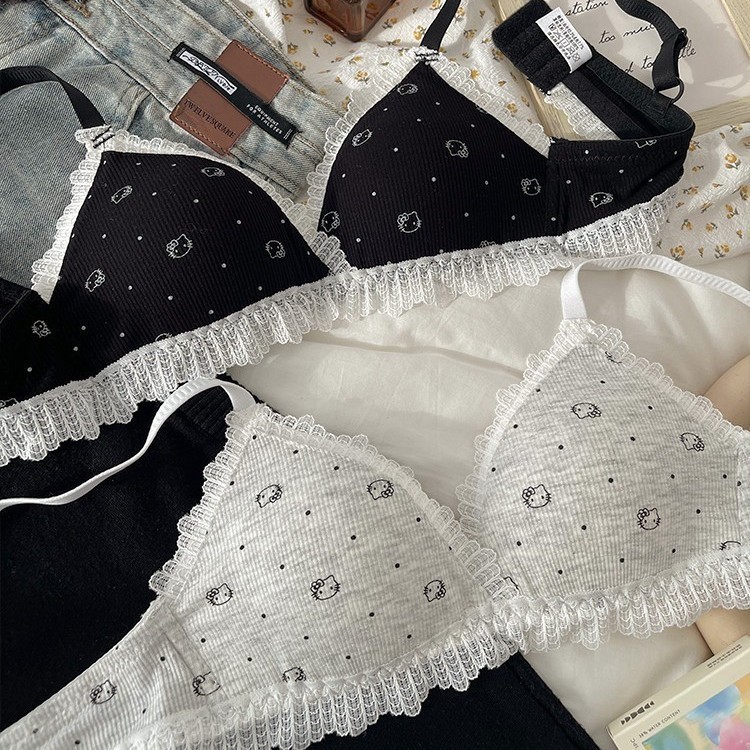 法式蕾丝边内衣薄款小胸聚拢侧收无钢圈防下垂轻薄收副乳少女文胸|undefined
