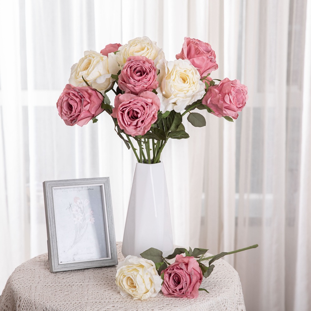 假花婚慶干燒大玫瑰INS風仿真花廠家家居裝飾跨境批發YC1021