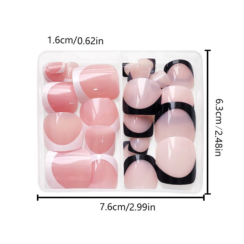Short bright French toenail combination fresh fashion nail patch Europe and the United States foreign trade 48 24 x 2_voghion.com
