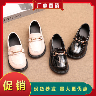 2025 Spring and Autumn Children's Black Leather Shoes Single-layer Shoes Princess Leather Shoes Boys British Style Small Leather Shoes Girls Fashion Leather Shoes