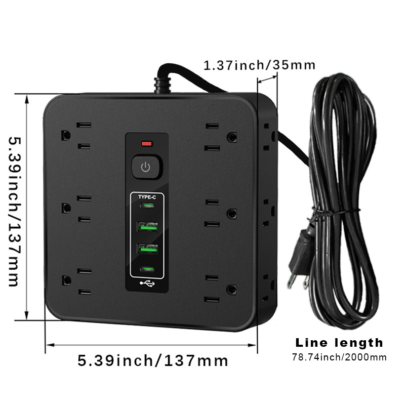Oficina doméstica transfronteriza inteligente enchufe de fila de conector de bit poroso con enchufe de carga USB enchufe de alimentación de interruptor PD
