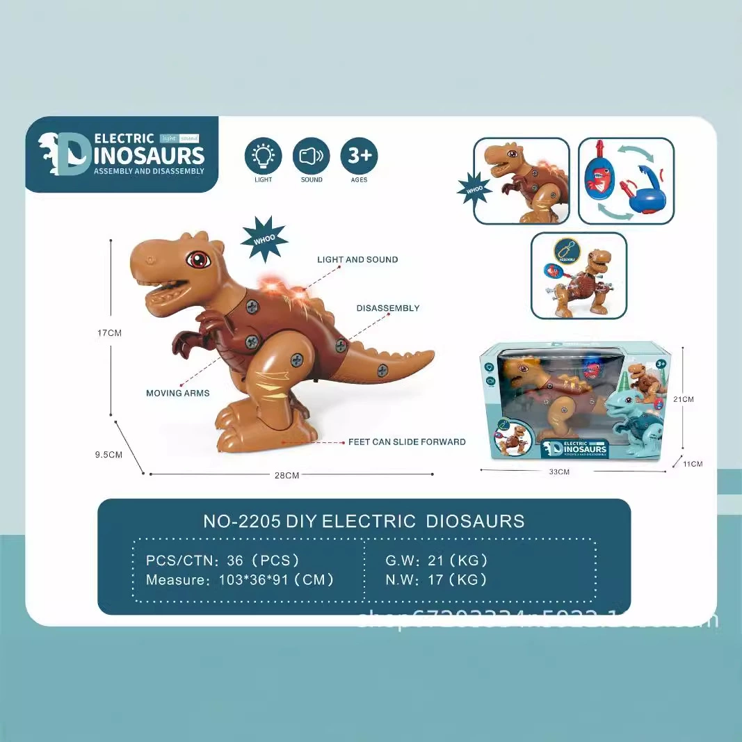 Constructor, electric dinosaur with light music, toy, tyrannosaurus Rex, DIY