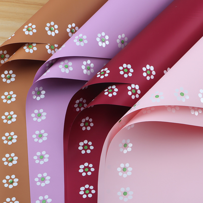 新款小花欧雅纸纯色花束纸 印花防水加厚鲜花花束材料手工包装纸