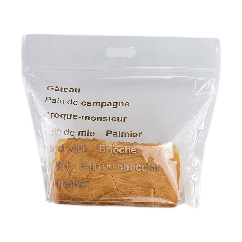 450 gramos de bolsas transparentes de ventana dibujadas a mano bolsas de pan desgarradas con cremallera auto-sellada bolsas de panadería