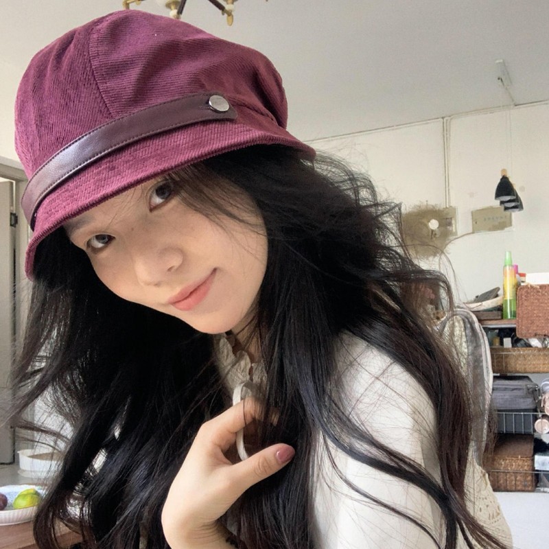 灯芯绒渔夫帽女秋冬2025新款一帽多戴礼帽休闲百搭素颜出街贝雷帽|undefined