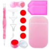 Fuchsia coloured pencils, tools set