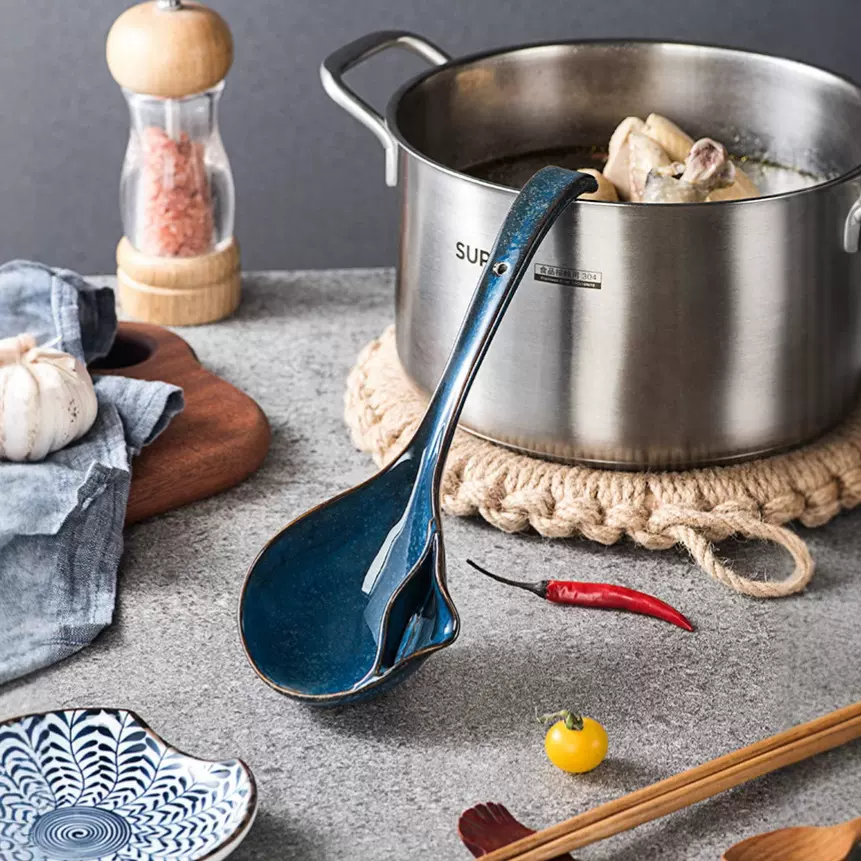 陶瓷滤油勺滤油汤勺家用火锅料理隔油勺油汤分离勺铲勺厨具批发